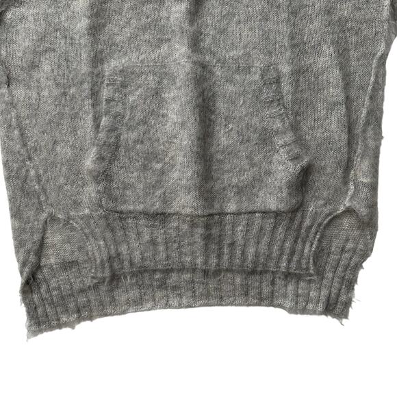 V::Room Japan Mohair Wool Hooded Kangaroo Pocket Gray Pullover Sweater size 1 - Picture 3 of 10